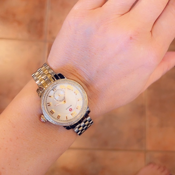 Michele Gold/Silver Harbor 2 Tones Dial Mww28a000002 Watch NWT - Picture 14 of 15